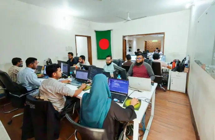 ABIT developer team working in office in Bangladesh